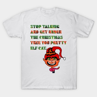 Christmas tree pretty elf Cat T-Shirt